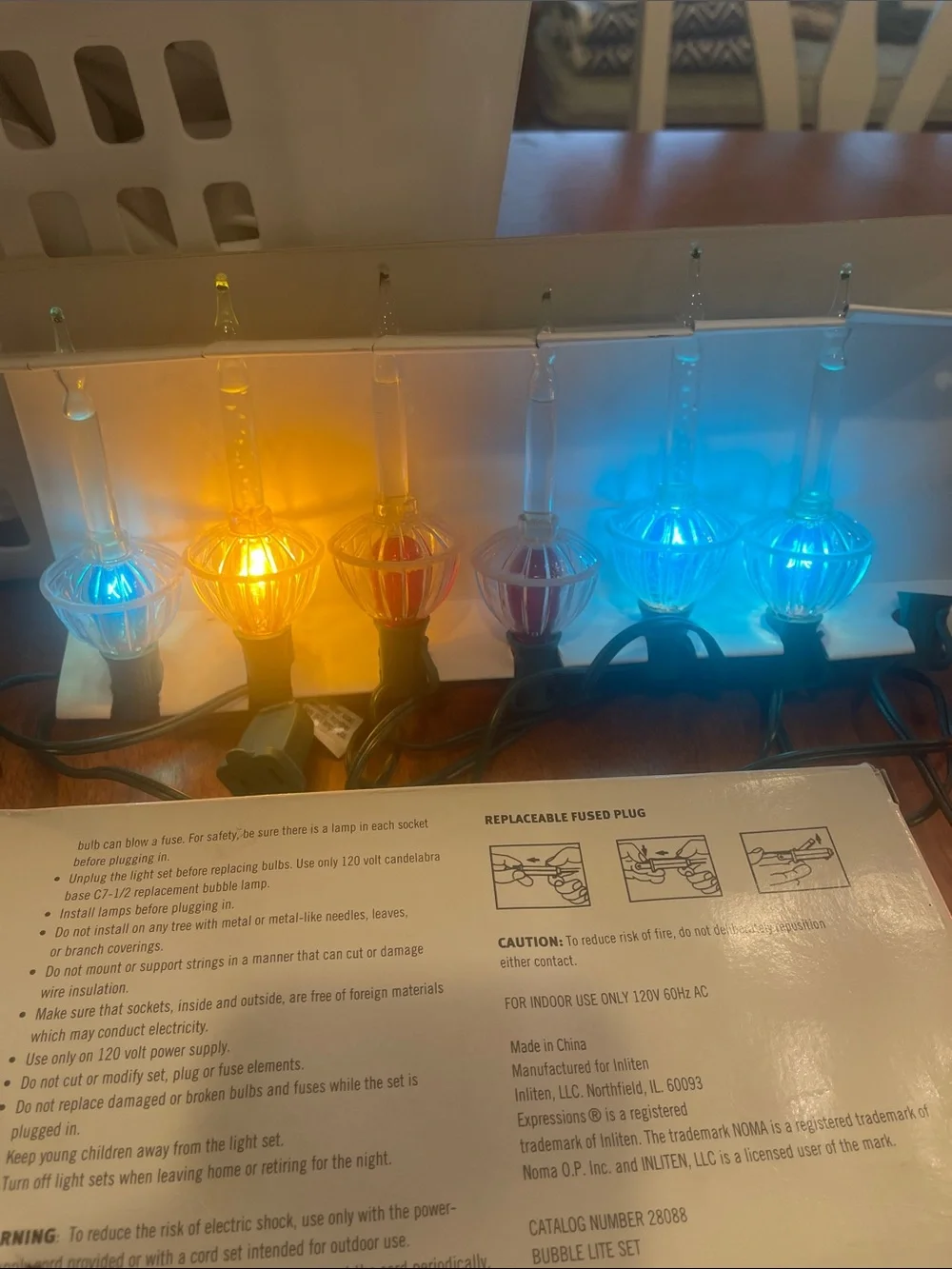 Noma 7 Bulb Bubble Lights Multi Colored 1989 Vintage